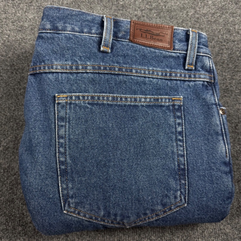 LL Bean Mens Fleece Lined Jeans Classic Fit Blue Denim 40x28 162343 Medium Wash